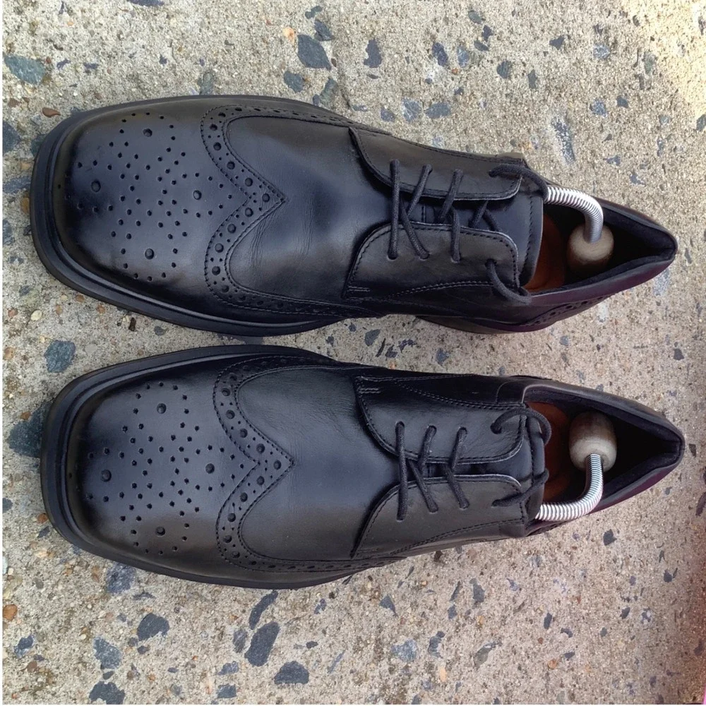 ECCO Helsinki 2 Mens Black Leather Wingtip Oxford Shoes 500194 01001 Size 45